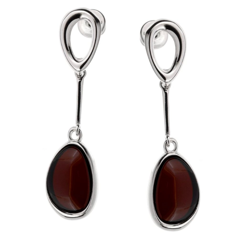 Dangle Long Earrings With Cherry Baltic Amber